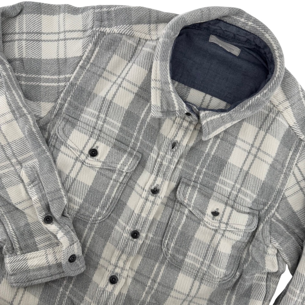 Outerknown Plaid Blanket Flannel Shirt‎ Cotton Button Up Gray Womens M/L FLAWS